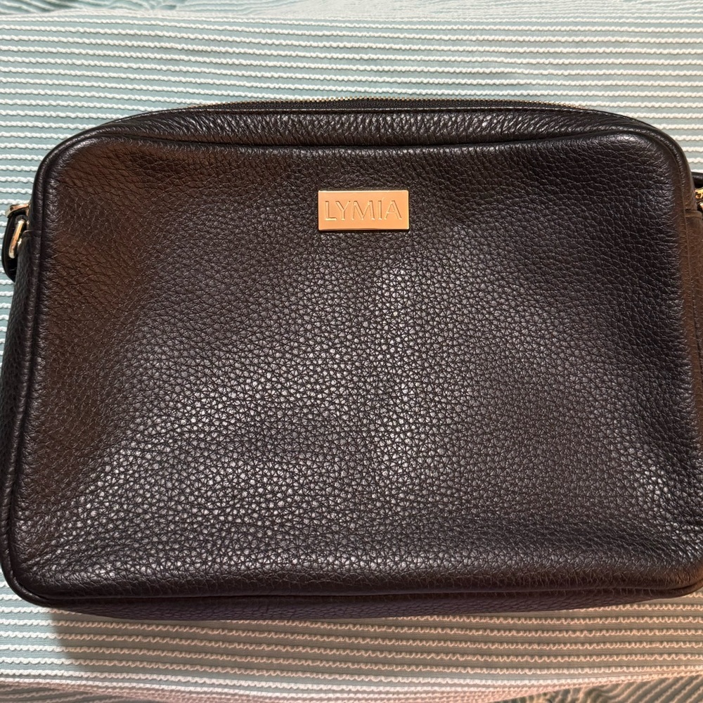 LYMIA Black Leather Crossbody Bag